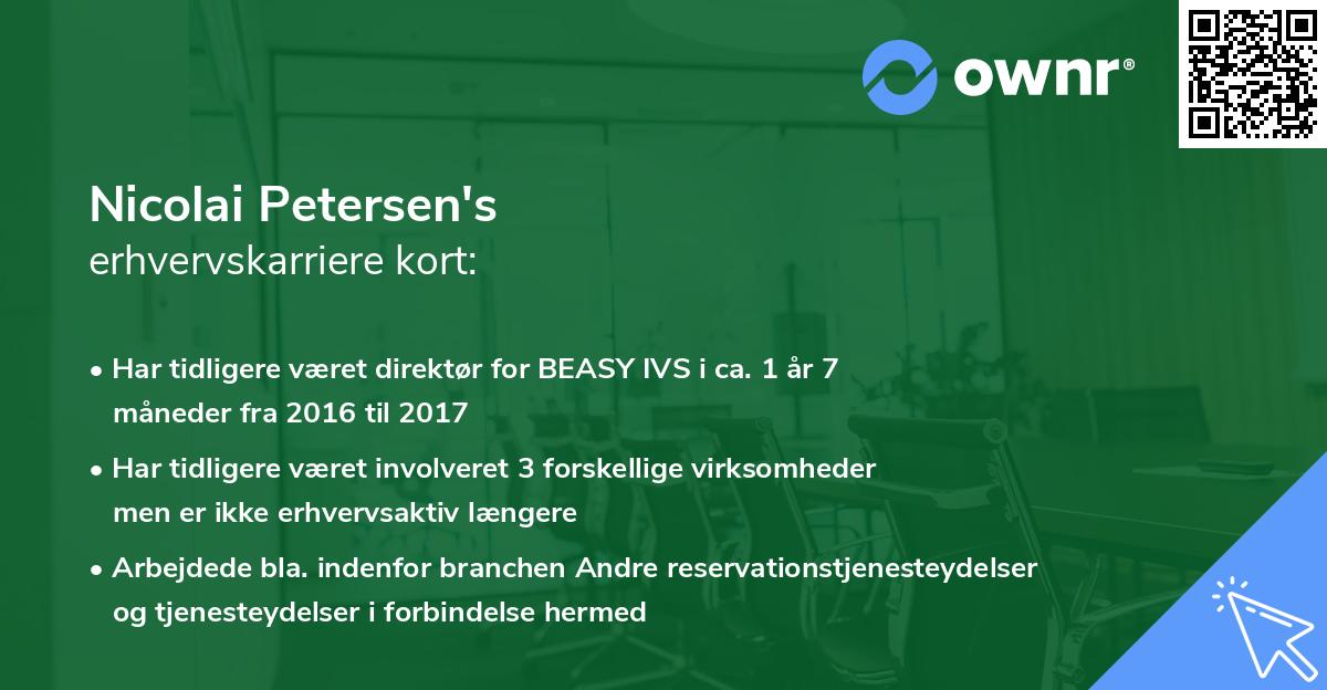 Nicolai Petersen's erhvervskarriere kort