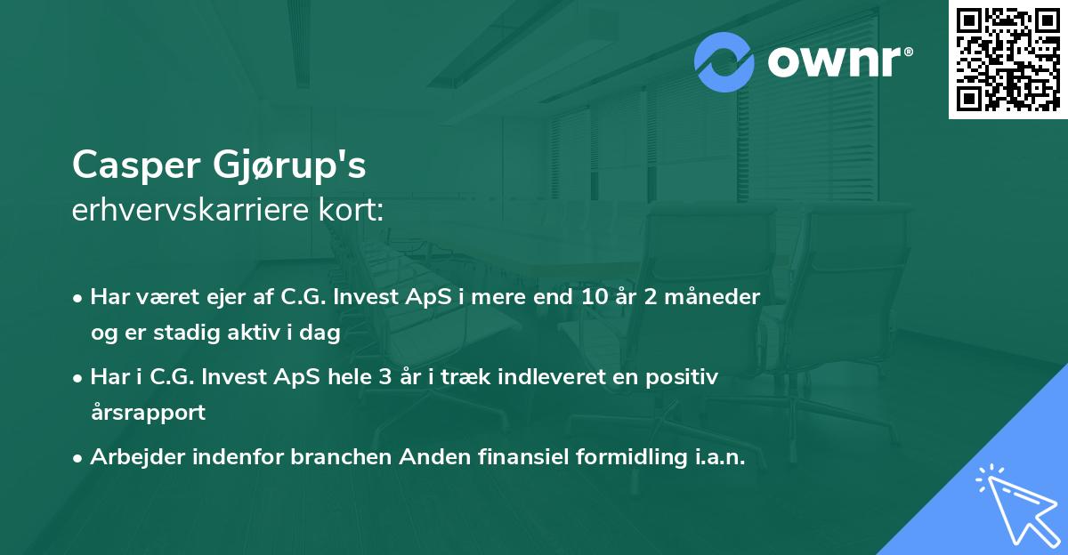 Casper Gjørup's erhvervskarriere kort