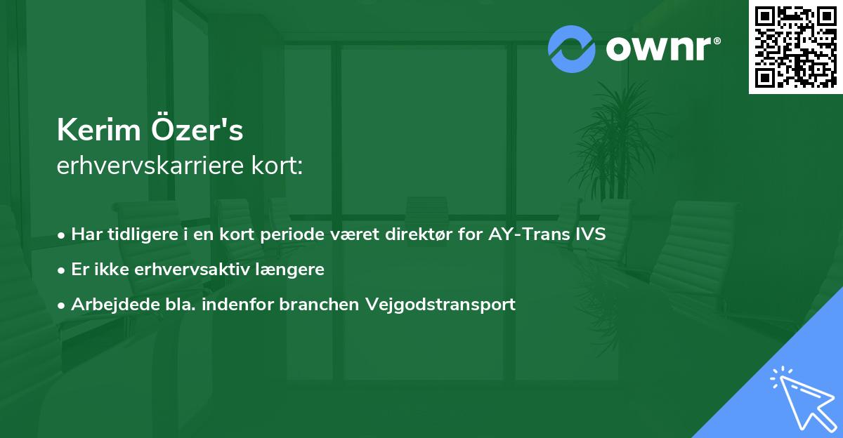 Kerim Özer's erhvervskarriere kort