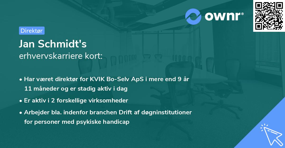 Jan Schmidt's erhvervskarriere kort