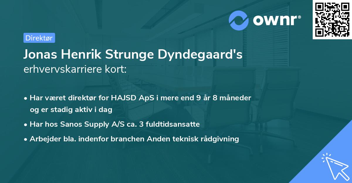 Jonas Henrik Strunge Dyndegaard's erhvervskarriere kort