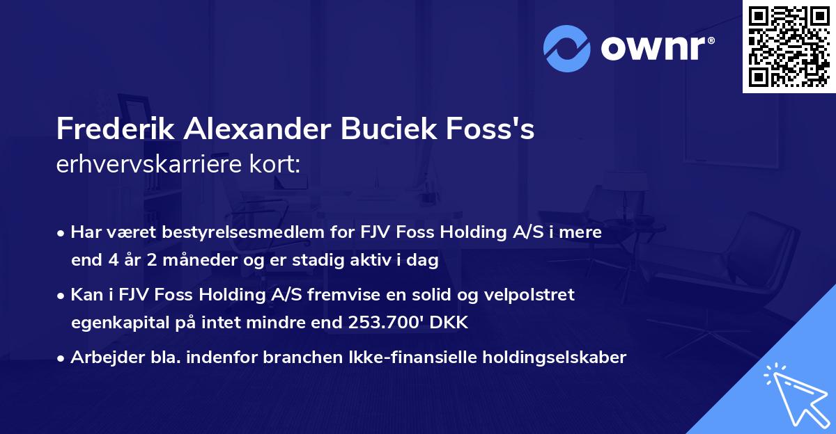 Frederik Alexander Buciek Foss's erhvervskarriere kort