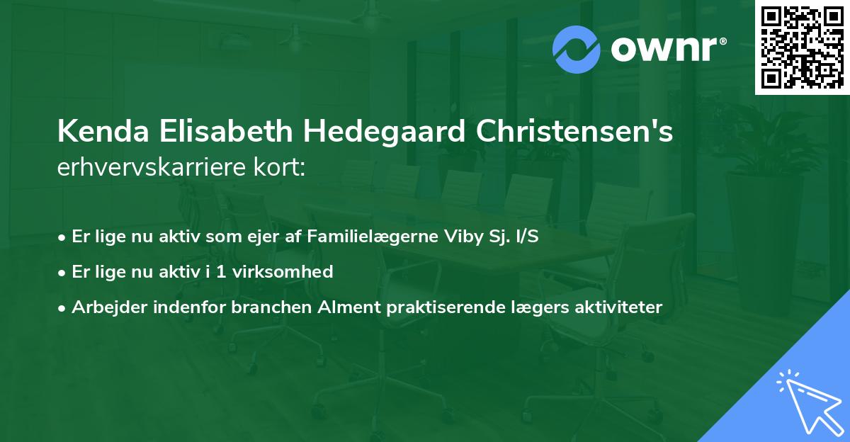 Kenda Elisabeth Hedegaard Christensen's erhvervskarriere kort