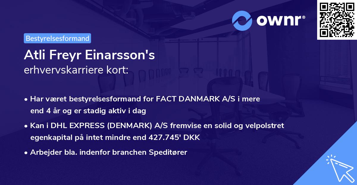 Atli Freyr Einarsson's erhvervskarriere kort