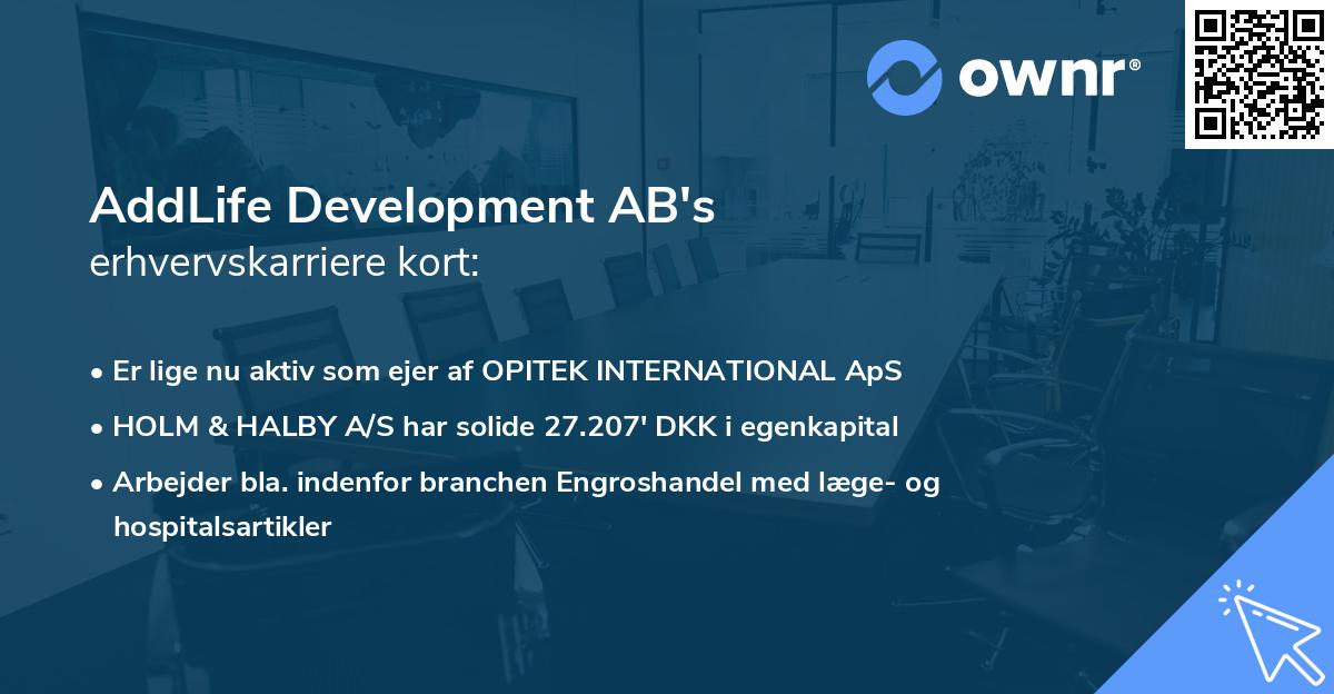AddLife Development AB's erhvervskarriere kort