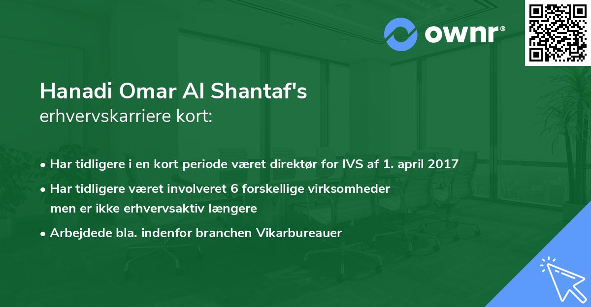 Hanadi Omar Al Shantaf's erhvervskarriere kort