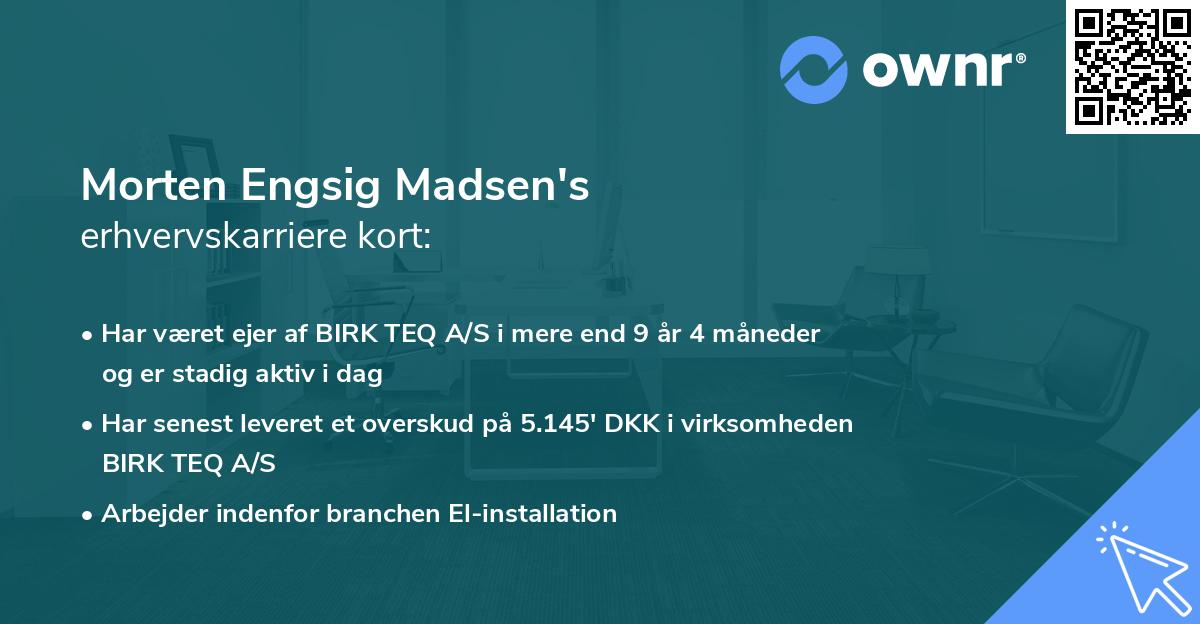 Morten Engsig Madsen's erhvervskarriere kort