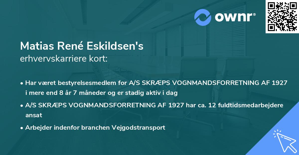 Matias René Eskildsen's erhvervskarriere kort