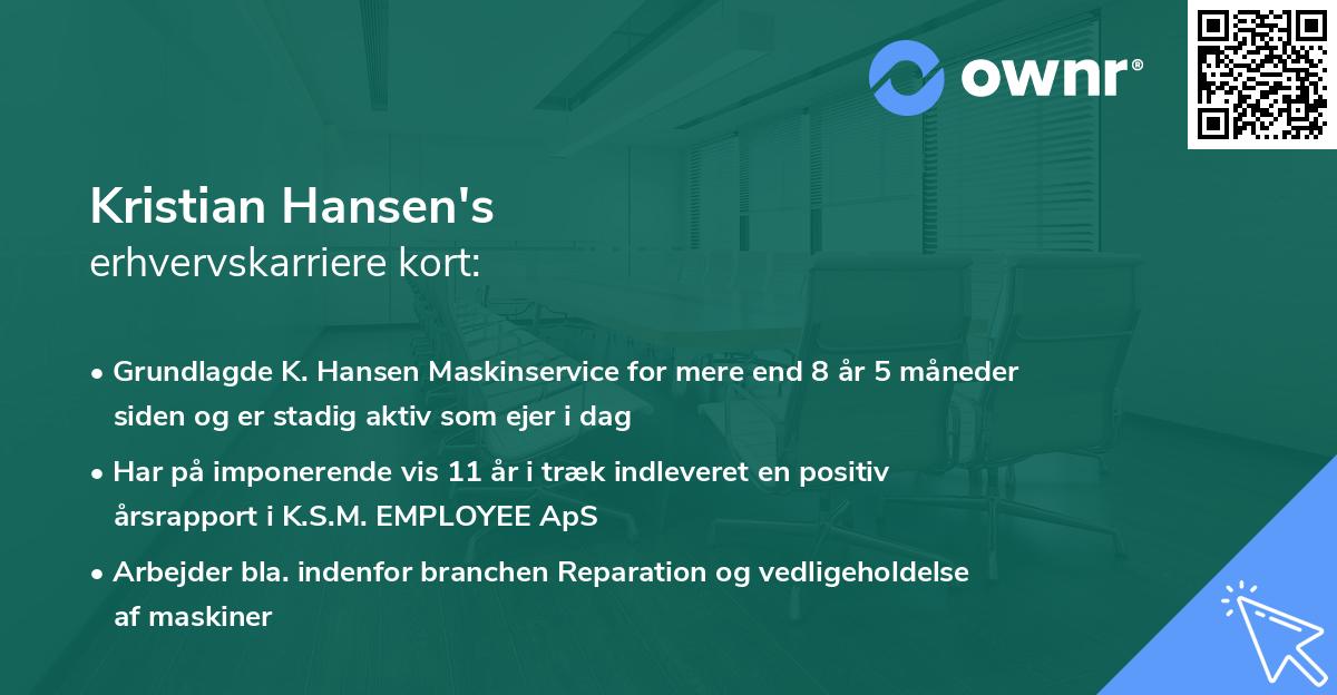 Kristian Hansen's erhvervskarriere kort