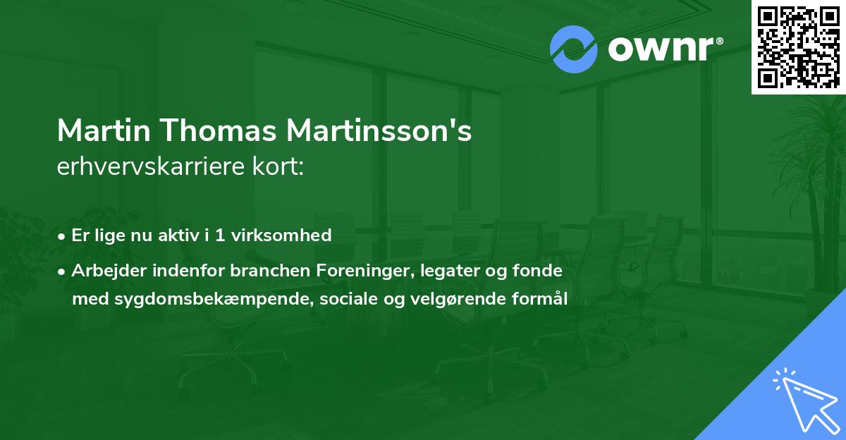 Martin Thomas Martinsson's erhvervskarriere kort