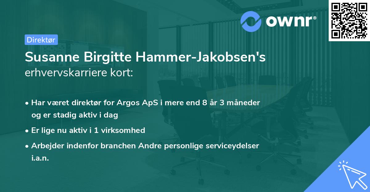 Susanne Birgitte Hammer-Jakobsen's erhvervskarriere kort