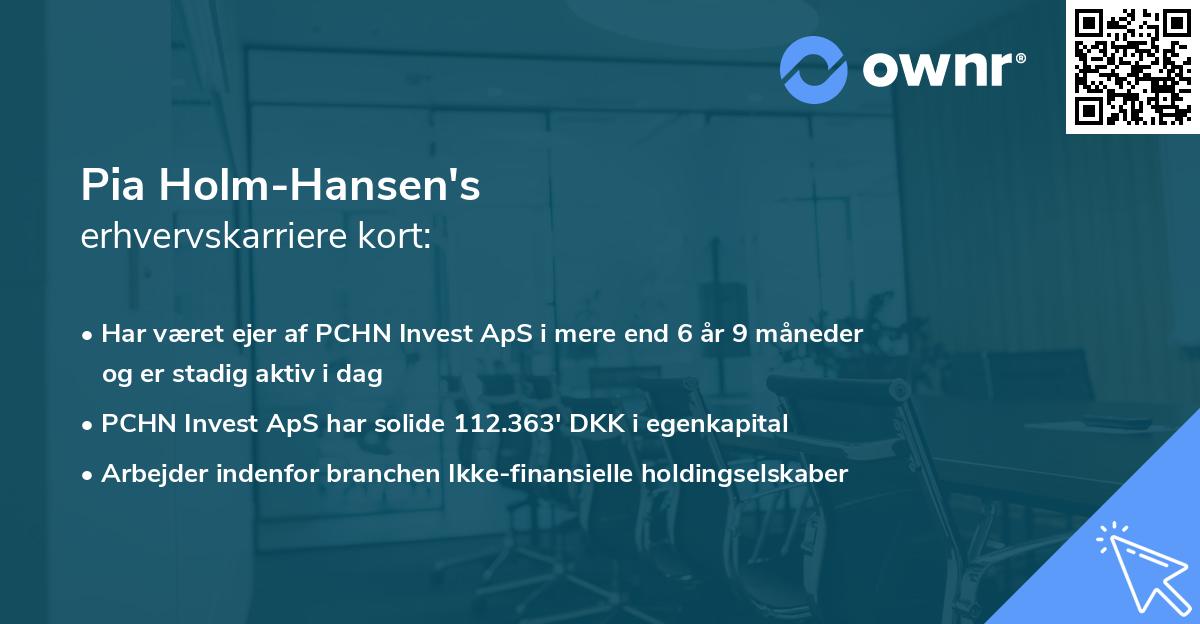 Pia Holm-Hansen's erhvervskarriere kort