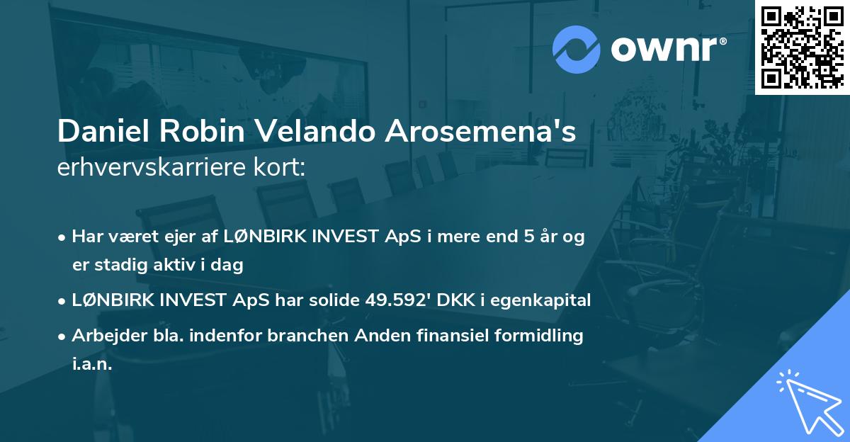 Daniel Robin Velando Arosemena's erhvervskarriere kort