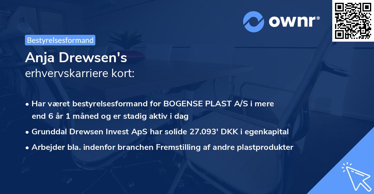 Anja Drewsen's erhvervskarriere kort