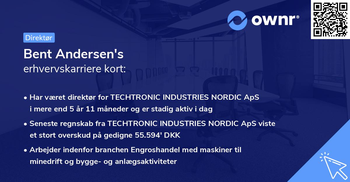 Bent Andersen's erhvervskarriere kort