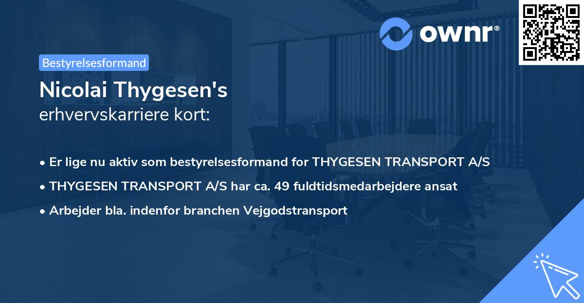 Nicolai Thygesen's erhvervskarriere kort