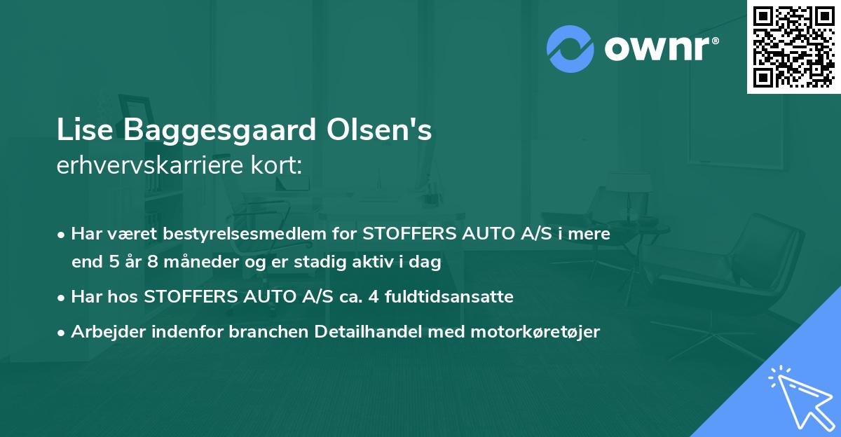 Lise Baggesgaard Olsen's erhvervskarriere kort