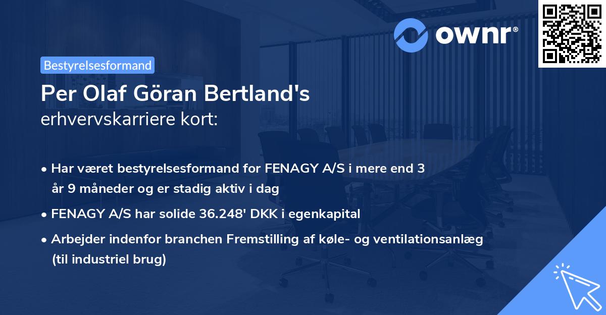 Per Olaf Göran Bertland's erhvervskarriere kort