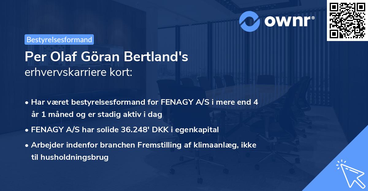 Per Olaf Göran Bertland's erhvervskarriere kort