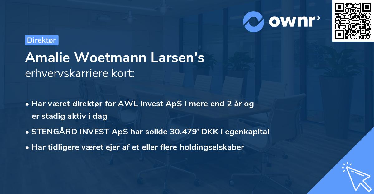 Amalie Woetmann Larsen's erhvervskarriere kort