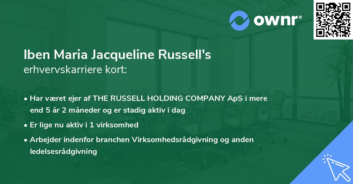 Iben Maria Jacqueline Russell's erhvervskarriere kort