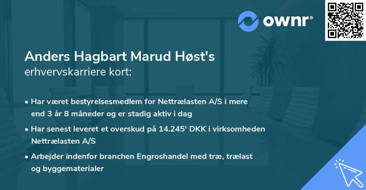 Anders Hagbart Marud Høst's erhvervskarriere kort