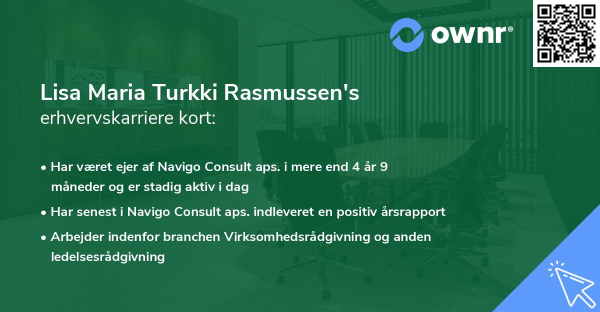 Lisa Maria Turkki Rasmussen's erhvervskarriere kort