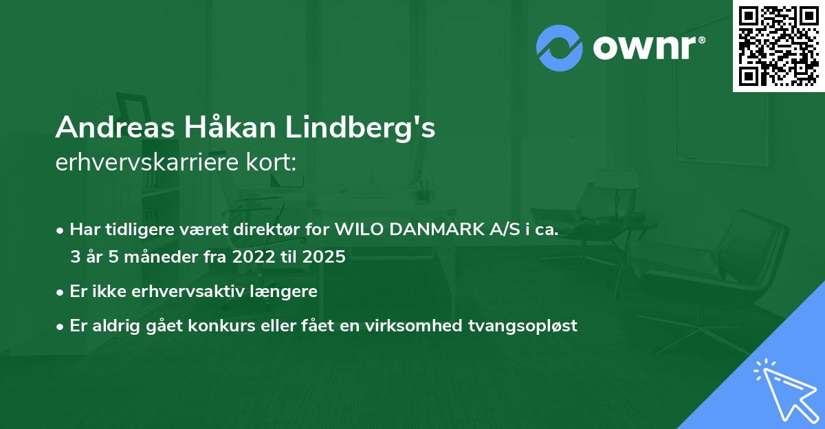 Andreas Håkan Lindberg's erhvervskarriere kort