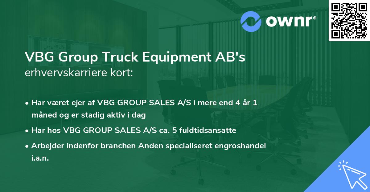 VBG Group Truck Equipment AB's erhvervskarriere kort