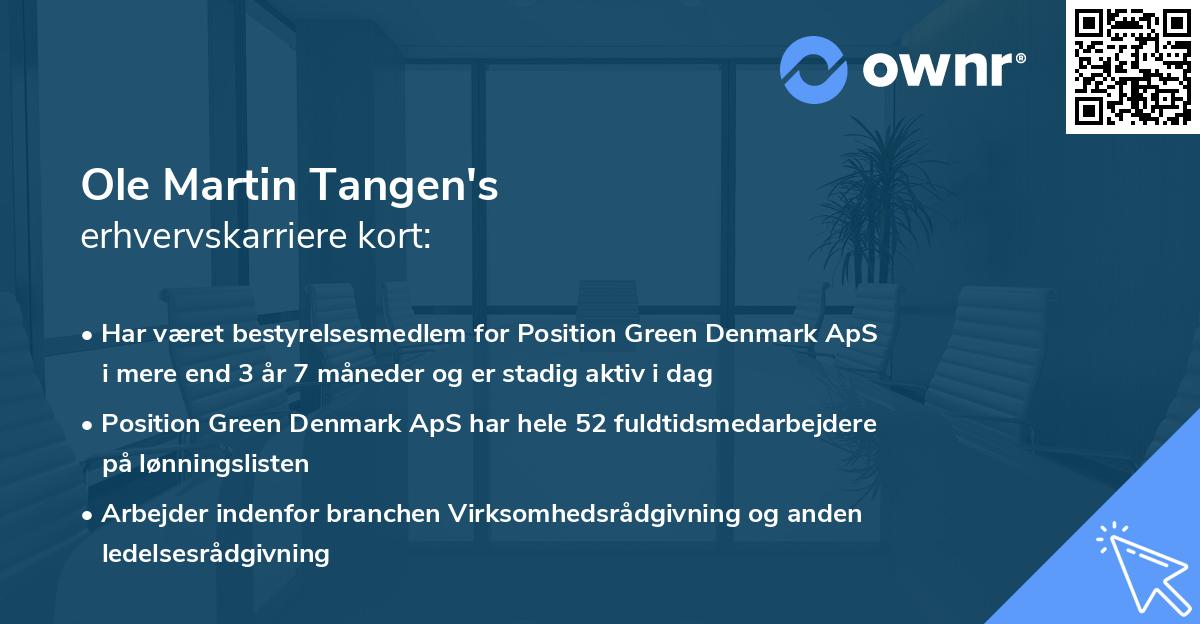 Ole Martin Tangen's erhvervskarriere kort