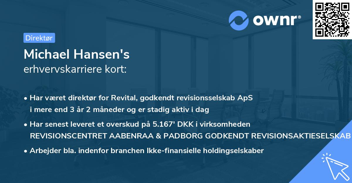 Michael Hansen's erhvervskarriere kort