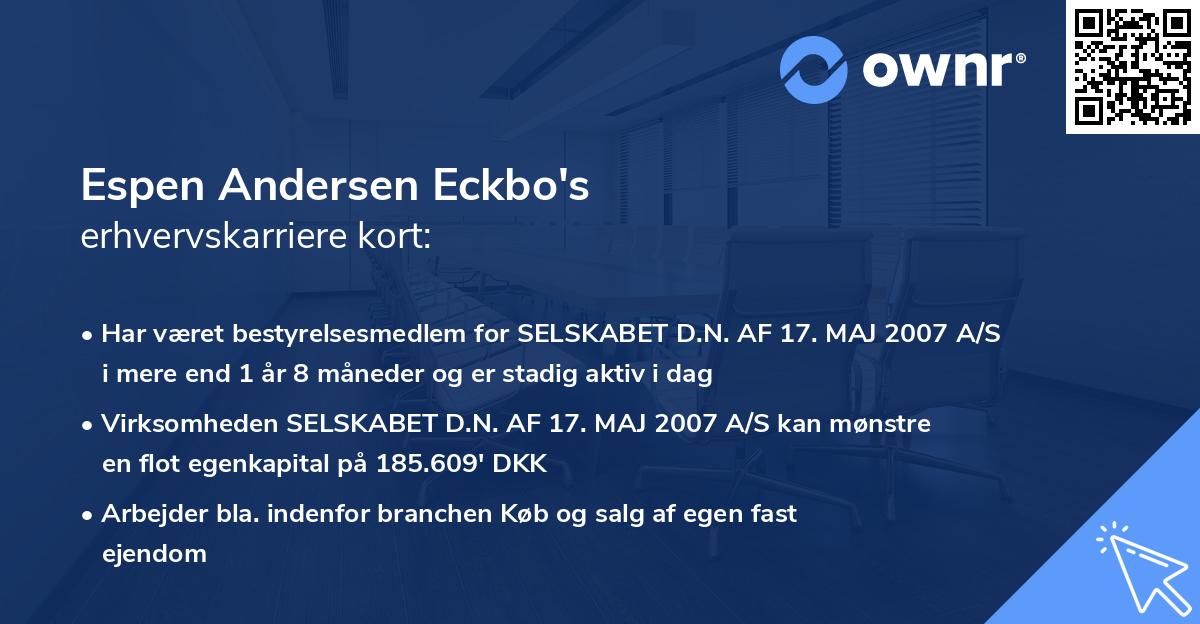 Espen Andersen Eckbo's erhvervskarriere kort