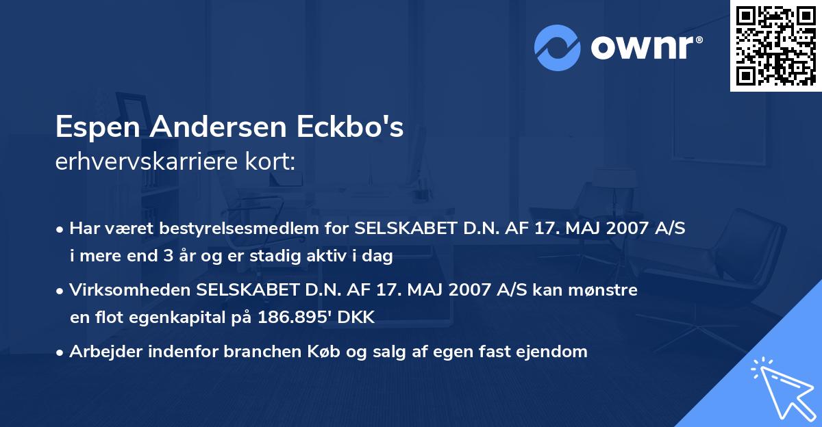 Espen Andersen Eckbo's erhvervskarriere kort