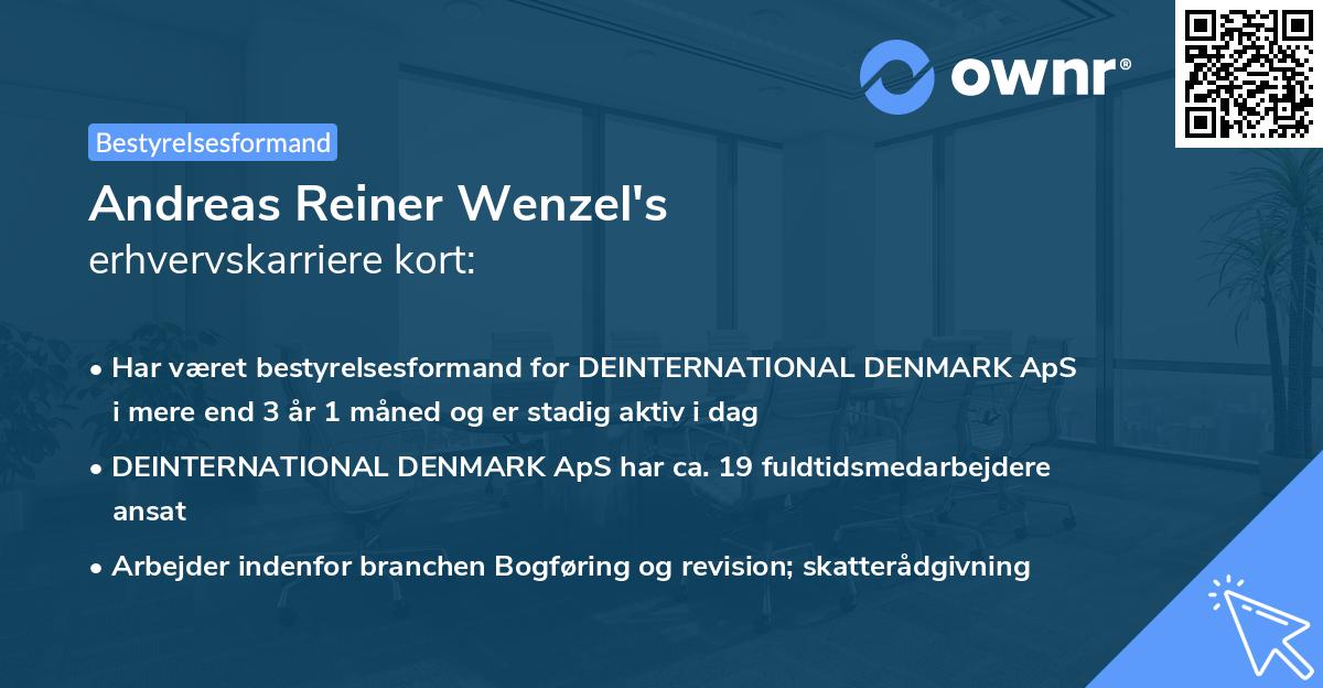 Andreas Reiner Wenzel's erhvervskarriere kort