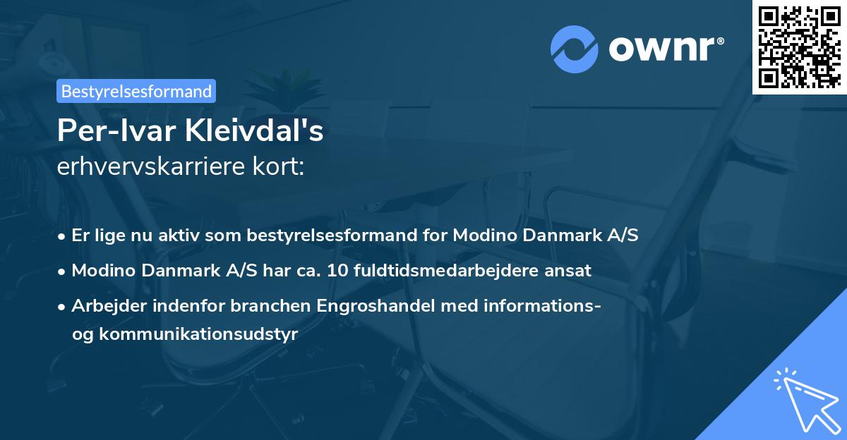 Per-Ivar Kleivdal's erhvervskarriere kort
