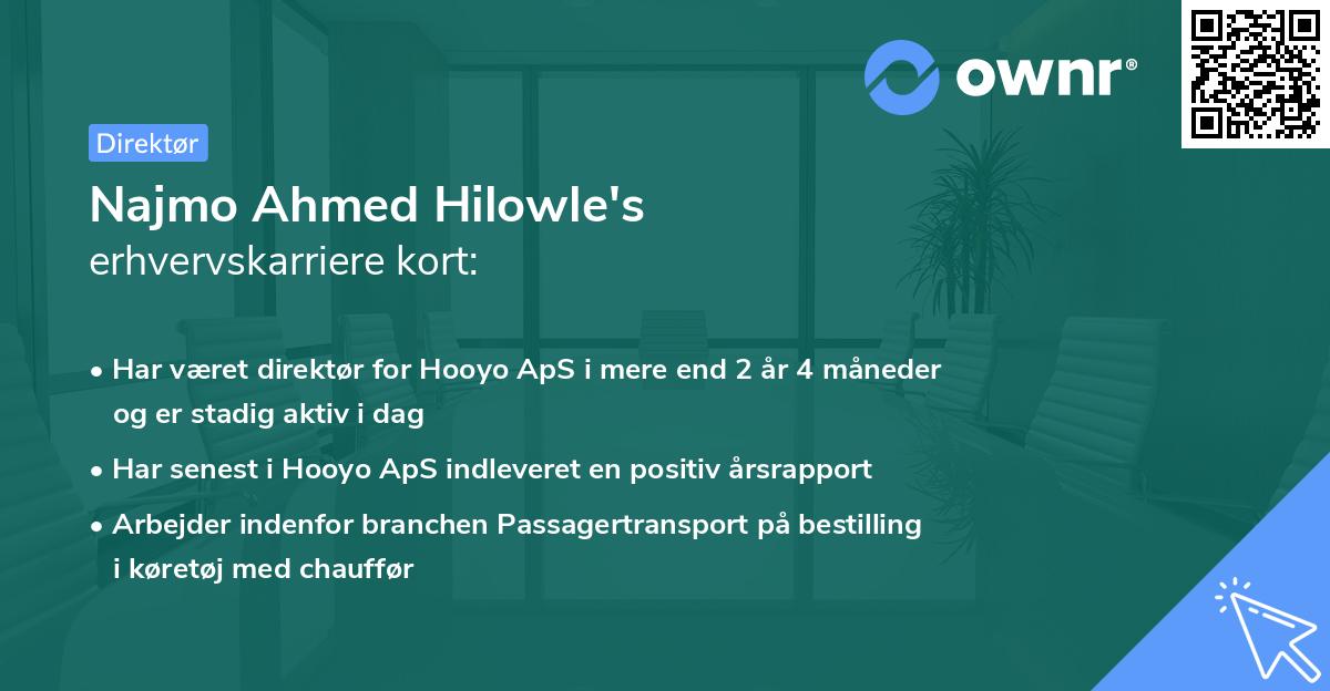Najmo Ahmed Hilowle's erhvervskarriere kort