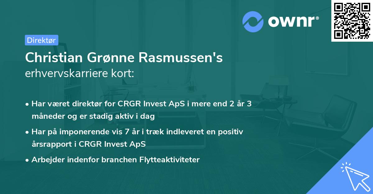 Christian Grønne Rasmussen's erhvervskarriere kort