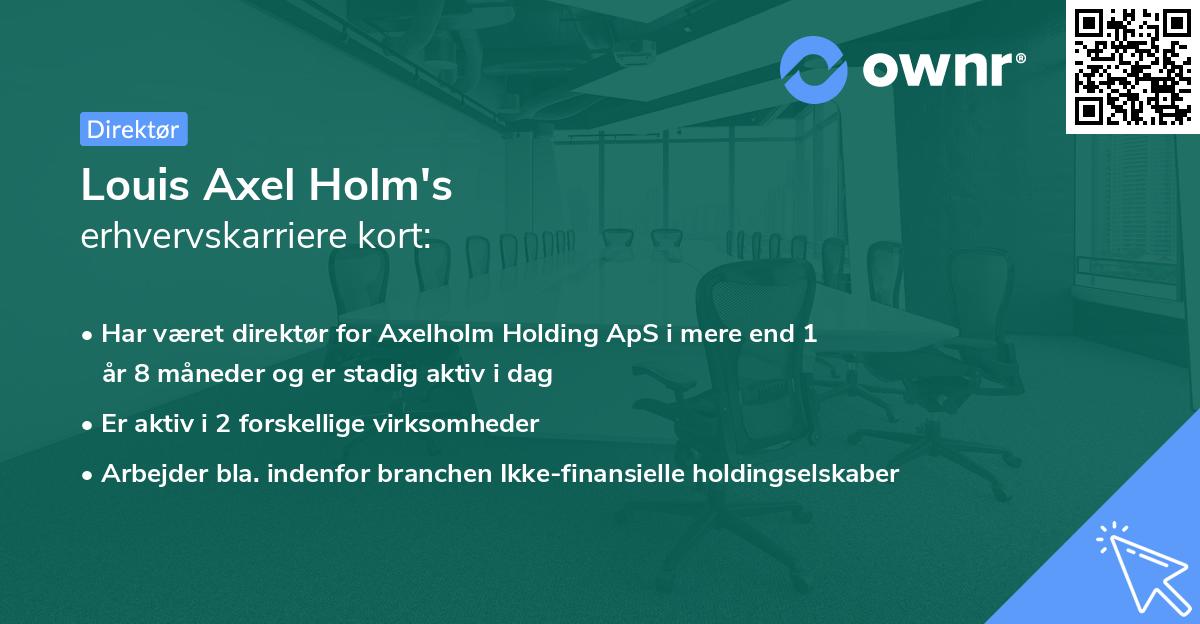 Louis Axel Holm's erhvervskarriere kort