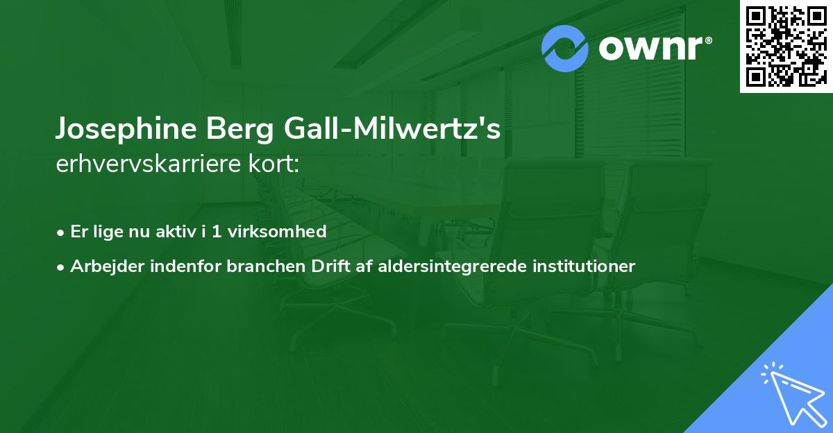 Josephine Berg Gall-Milwertz's erhvervskarriere kort