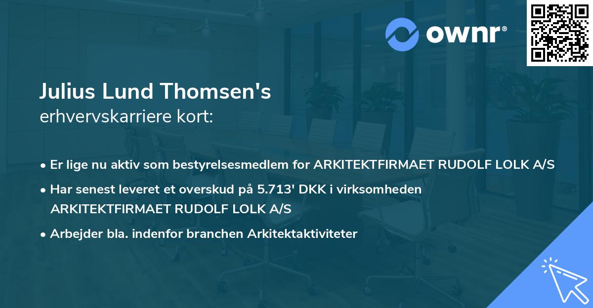 Julius Lund Thomsen's erhvervskarriere kort