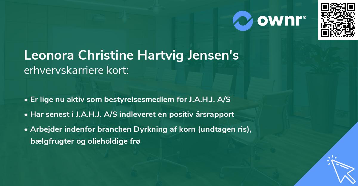 Leonora Christine Hartvig Jensen's erhvervskarriere kort