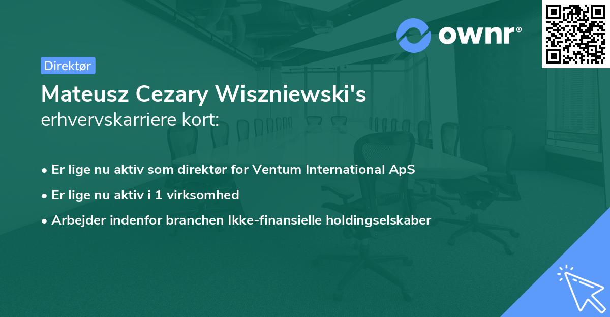 Mateusz Cezary Wiszniewski's erhvervskarriere kort