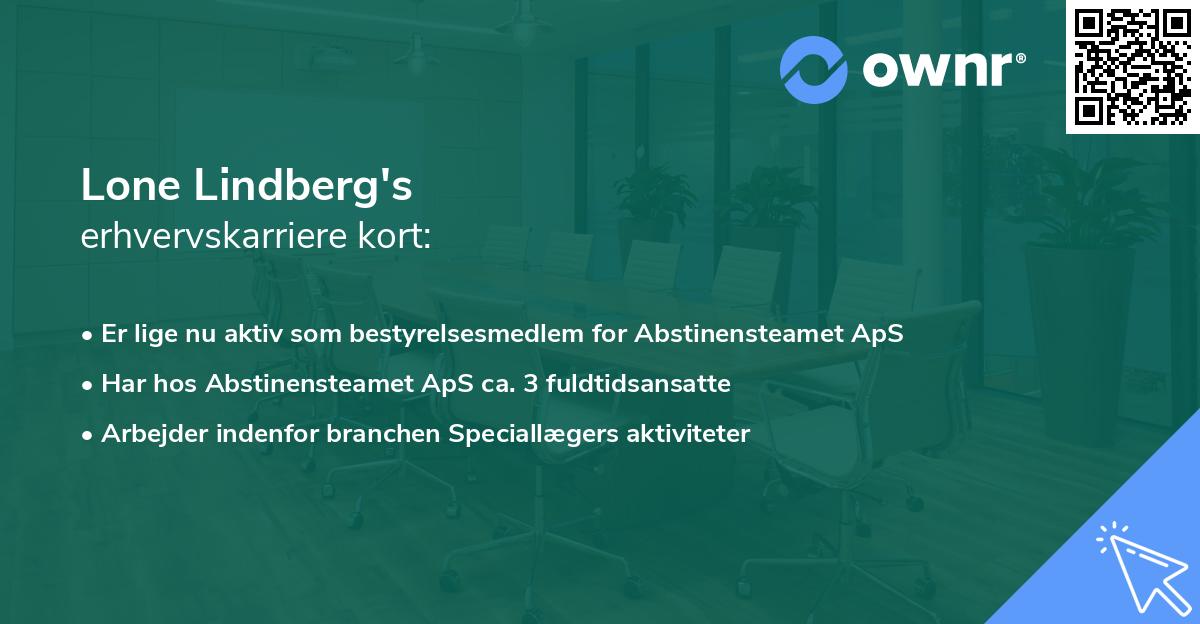 Lone Lindberg's erhvervskarriere kort