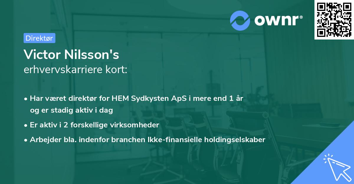 Victor Nilsson's erhvervskarriere kort