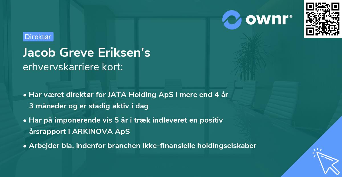 Jacob Greve Eriksen's erhvervskarriere kort
