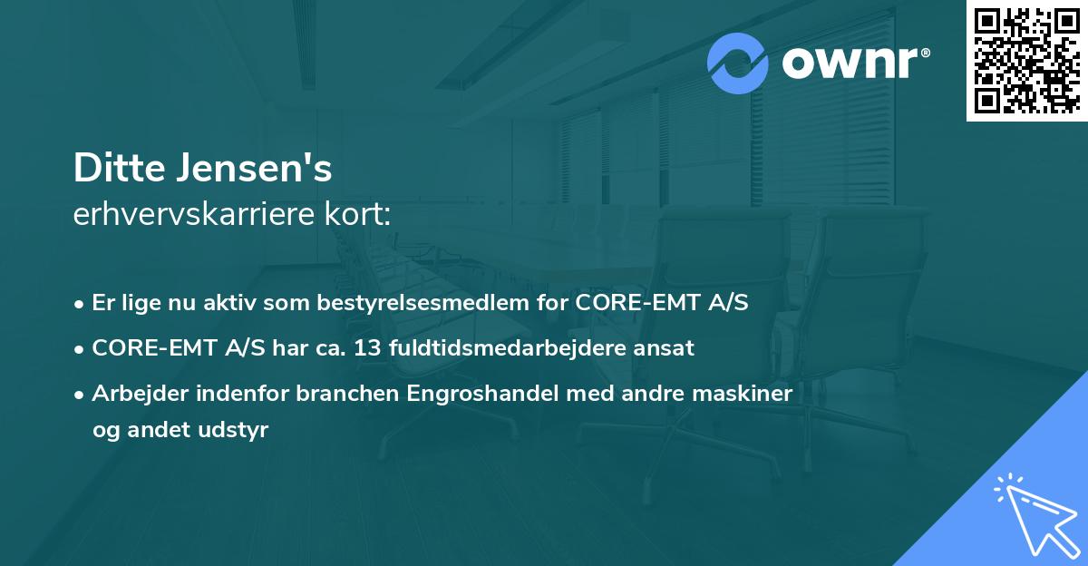 Ditte Jensen's erhvervskarriere kort