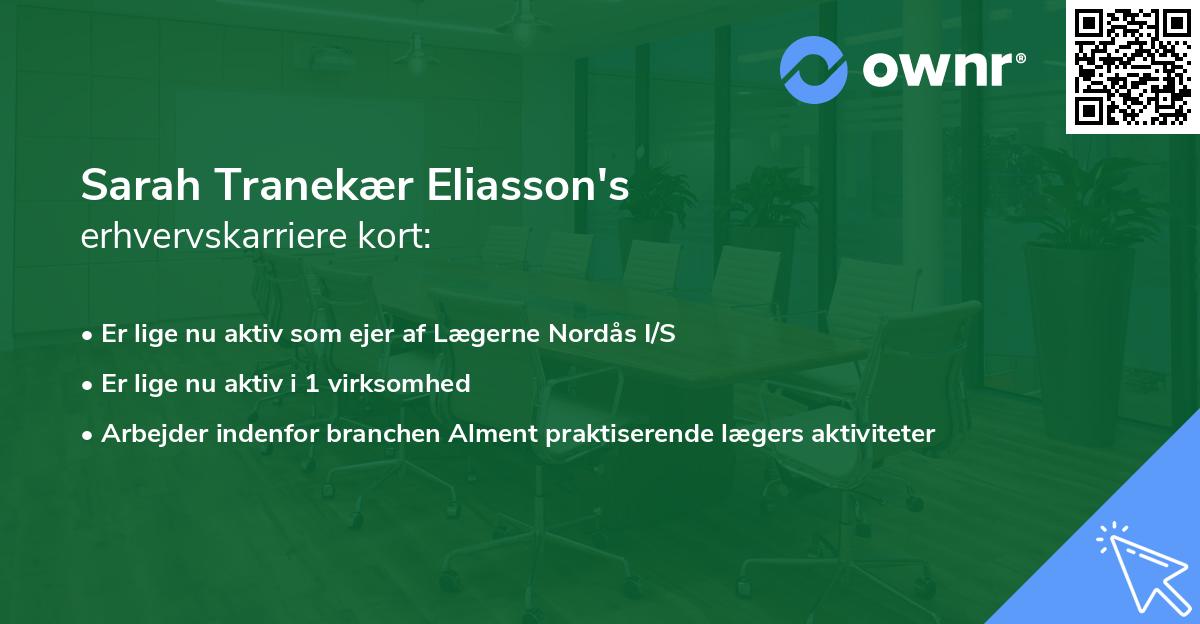 Sarah Tranekær Eliasson's erhvervskarriere kort