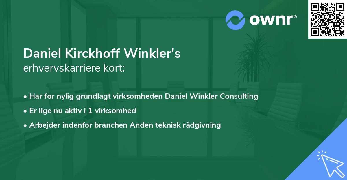 Daniel Kirckhoff Winkler's erhvervskarriere kort