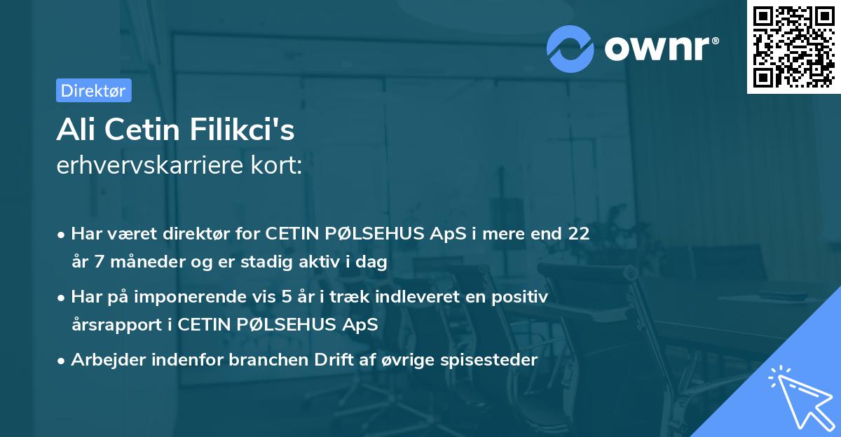 Ali Cetin Filikci's erhvervskarriere kort