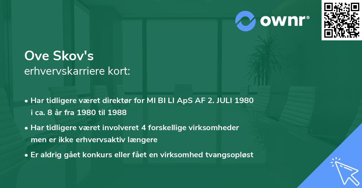 Ove Skov's erhvervskarriere kort